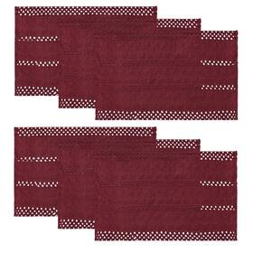 Artoid Mode Placemat-linen-6pc-3045-004rd Red Farmhouse Woven Rustic Hollow Placemats 12 Inch X 18 6 Pcs