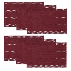 Placemat-linen-6pc-3045-004rd Artoid Mode Red Farmhouse Woven Rustic Hollow Placemats 12 Inch X 18 6 Pcs