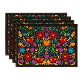Artoid Mode Placemat-mexico-4pc-3045-001 Mexican Cinco De Mayo 12 Inch X 18 Rectangular 4 Pcs Black