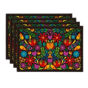 Placemat-mexico-4pc-3045-001 Artoid Mode Mexican Cinco De Mayo 12 Inch X 18 Rectangular 4 Pcs Black