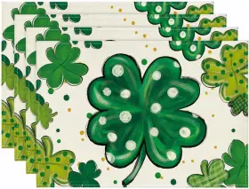 Placemat-patrick-4pc-3045-006 Artoid Mode Dot Shamrock Luck Of The Irish St. Patricks Day Placemats Set 4