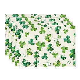 Artoid Mode Placemat-patrick-4pc-3045-009 Lucky Shamrock St. Patricks Day Placemats For Dining Table 12 X 18 Inch Seaso