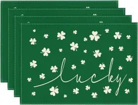 Placemat-patrick-4pc-3045-010 Artoid Mode Green Lucky 12 Inch X 18 Rectangular 4 Pcs