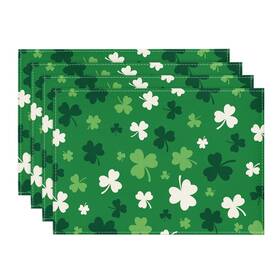 Artoid Mode Placemat-patrick-4pc-3045-026 Green Shamrock St. Patricks 12 Inch X 18 Rectangular 4 Pcs