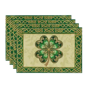Placemat-patrick-4pc-3045-050 Artoid Mode Celtic Knot Shamrock St. Patricks Day Placemats Set Of 4 12x18 Inch Seasonal S