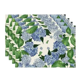 Placemat-summer-4pc-3045-024 Artoid Mode Watercolor Hydrangea 12 Inch X 18 Placemats Set Of 4 Blue/red