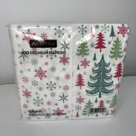 Artstyle 039938957247 Premium Napkins Christmas Trees Snowflakes 15.5 X Inch 100 New Sealed
