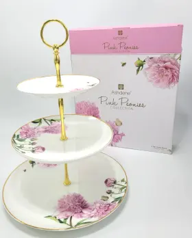 Ashdene 312514169687 Three Tier Cake Stand Made Plates Tea Party Pink Peonies