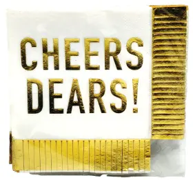 754823 Ashland New Cheers Dears Napkins 20 Fringe Metallic Gold 5 Inch Festive Party Yr Holiday