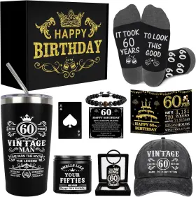 Y-bgn60 Asija 60th Birthday Gifts For Men - Unique Box With 20 Oz Large Black