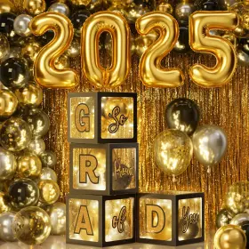 Tg-dcqq-zh001-yc03 Asoulin Graduation Party Decoration Class Of 2025 86pcs Black And Gold Graduati