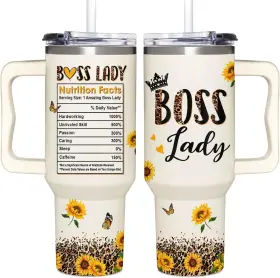 Bosslady-tumbler-2 At2z Global Boss Lady Tumbler 40oz With Handle - Sunflower 40 Ounces