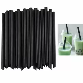 Atb 795735298596 50 Ct Black Jumbo Straws Extra Wide Fat Boba Bubble Tea Drinking Milkshake Party