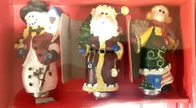 Atico International 012495966150 3 Piece Cheese Spreader Set Snowman Santa Claus And Angel Nib