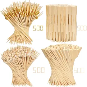 Atznzik 768556981104 2000 Cocktail Picks - Bamboo Toothpicks For Appetizers Drinks Charcuterie