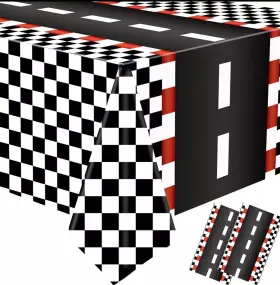 Augisteen 313099230266 2 Pcs Racing Car Plastic Tablecloths Theme Disposable Party Blac