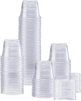 Av Inc. 313112873814 Gusto 100 Sets - 1 Oz. Plastic Disposable Portion Cups With Lids Souffle