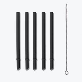 Avanchy 810037802474 Reusable Silicone Straws For Toddlers And Kids - 5 Pcs Small Black
