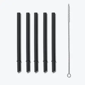 Avanchy 810037802474 Reusable Silicone Straws For Toddlers And Kids - 5 Pcs Small Black