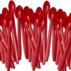Avant Grub 810013934281 Extra Sturdy Super Fun Red 8in Sundae Spoons 200ct Heavy Duty Disposable Plastic