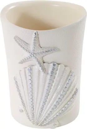 13673a Avanti Linens - Tumbler Countertop Organizer Seashell Inspired Bathroom Access