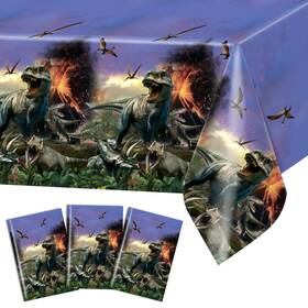 Avezano Pdzb-3pcs-274x137-ht3558 3 Pcs Dinosaur Tablecloth 108x54 Inches Multi Color