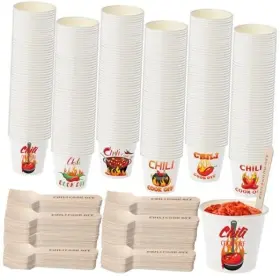 Aynone 766526164298 600 Pcs 3 Oz Chili Cook Off Cups 300 Disposable Paper White