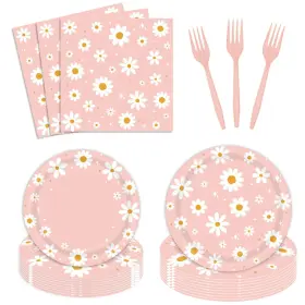 Ay-tzzpzj-bs19 Aysimple 96pcs Daisy Birthday Party Tableware Set Include Paper Plates Napkins Forks One
