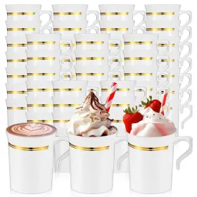 Cups-31 Baderke 48 Pcs Plastic Coffee Cups With Rim 8 Oz Disposable Mugs