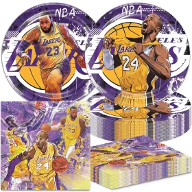 2345vdfg Bahteliv 40pcs Los Angeles Party Supplies Include 20 Plates Napkins For The Laker