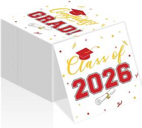 Baivv 744759877314 Class Of 2026 Graduation Napkins 3-ply Disposable Congrats Grad Paper F