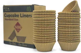 Bc1001-8na Bake Choice 800pcs Standard Natural Cupcake Liners For Baking Food 8na Unbleached