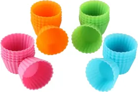 0wh6 Bakerpan Silicone Mini Cupcake Holders Small Orange Blue Green Pink