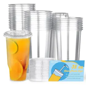 Baldcc 718519601495 32 Oz 50 Pack Crystal Clear Plastic Cups Oversized Disposable Fl