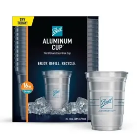 Ball 810052130026 Aluminum Cup Recyclable Party Cups - 16oz/24pk
