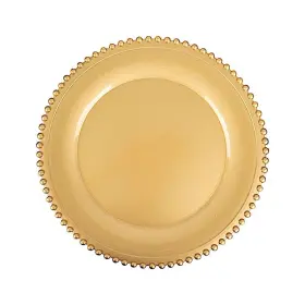 Plst4239 Balsa Circle Chrg Goldg 004 24 Pcs 12-inch Gold Beaded Trim Round Acrylic Charger Plates - Wedding Party