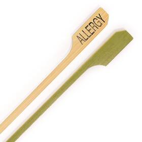 Bamboomn 6955114931808a 4.7 Inch Food Allergy Marking Bamboo Paddle Picks For Drinks Appetizers -