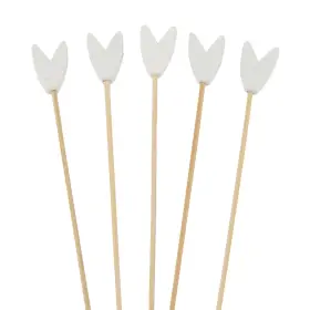 Bamboomn 786173243283 Premium 3.9 Inch Decorative White Tulip End Cocktail Fruit Sandwich Picks Skewers