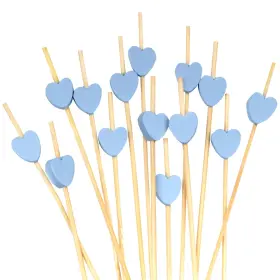 Bamboomn 941204002923 7.1 Inch Blue Heart Bamboo Food And Drink Pick Skewers For Catered E