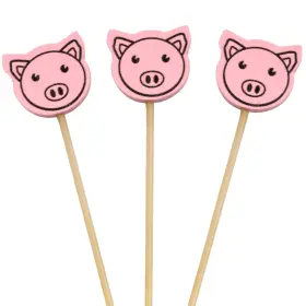 Bamboomn 941204055004 3.9 Inch Pink Pig Fancy Cocktail Appetizers Toothpick Picks Stirrer Sticks For Fr