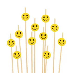 Bamboomn 955114954968 5.9 Inch Decorative Yellow Smiley Smile Face Cocktail Sandwich Fruit Cupcake Bamb