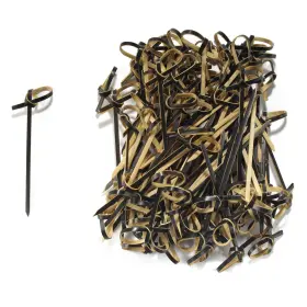 Bamboomn 955114975338 3.5 Inch Black Knot Knotted Cocktails Hors Dftoeuvres Fruit Sandwich Skewers Picks
