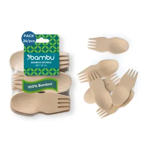 Bambu 885892802440 Pack Of 24 - Bamboo Sporks Disposable Set Biodegradable Eco Friendly Products