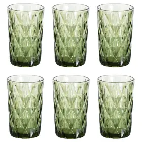 Bandesun 767136446361 Thick Glassware Drinking Glass Set Of 6 Diamond 12 Ounces Green