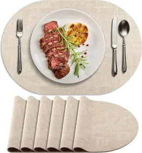 Bk0111a03b-fus Barthkit Placemats For Dining Table Set Of 6 Non-slip Heat Beige