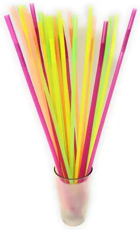 Barware 249416667153 19.5 Long Flexible Neon Drinking Straws - Assorted Colors Pack Of 200
