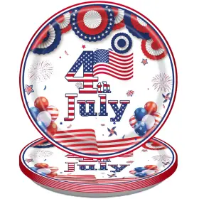 Plates-586 Basemmaher 4th Of July Paper Disposable Plates Independence Day Party Suppliers 9 Inch Desse