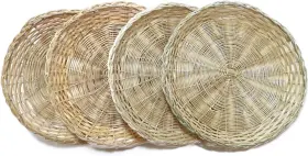 Bb Home 779605091866 Zhonger Bho Hand Weave Bamboo Paper Plate Holder 10in Set Of 4 For Picnic H