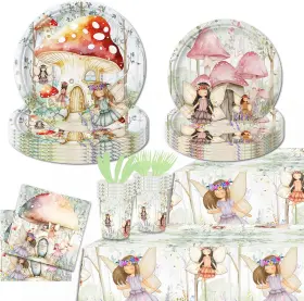 Bbnewparty 445032282292 142pcs Fairy Themed Birthday Party Supplies Include Plates-cups-napkins