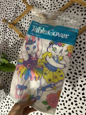 Beach 076526331850 New Vtg Lisa Frank Ballerina Bunny Plastic Backed Tissue Tablecover 54 X 88 Inch